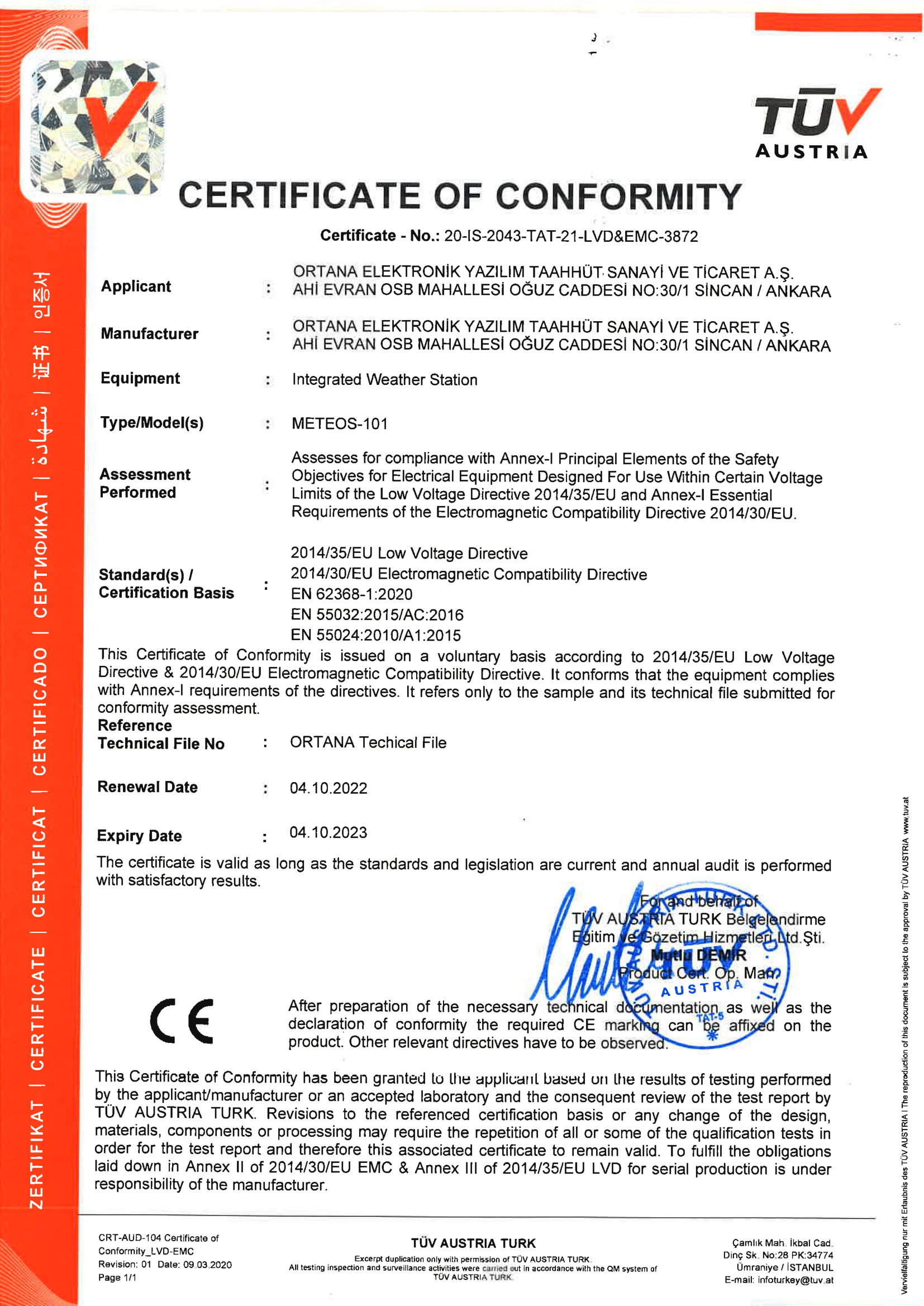 MeteOS 101 CE Certificate 1